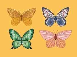 cuatro hermosas mariposas vector