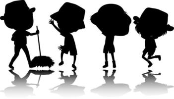 Set of kids silhouette cartoon character vector