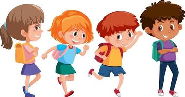 Set of different happy kids cartoon character vector