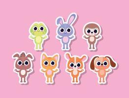 bundle of cute pet stickers on a pink background vector