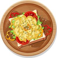 Top view of breakfast set in a dish in cartoon style isolated vector