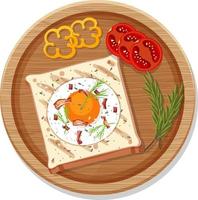 Top view of breakfast set in a dish in cartoon style isolated vector