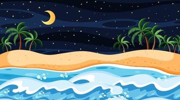 Beach landscape at night scene vector