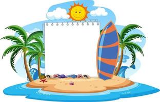 Empty banner template with summer beach element isolated vector