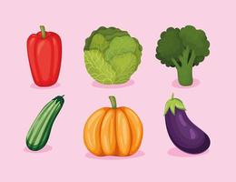 conjunto de verduras frescas vector