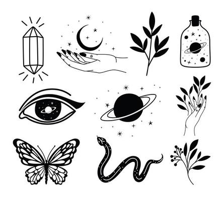 bundle of minimalist tattoo on a white background 2712566 Vector Art at  Vecteezy