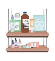 set of skincare icons on a shelf vector