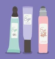 set of eye gel,cream and lotion for skin care vector