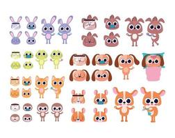 set of cute pet stickers vector