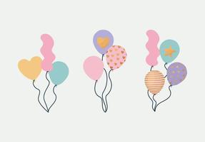 grupo de tres globos de cumpleaños vector