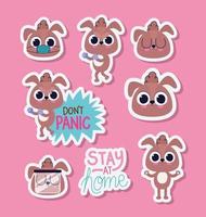 bundle of cute puppys stickers on a pink background