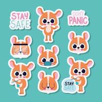 bundle of cute dogs stickers on a green background vector
