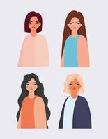 set of beautiful women icons vector