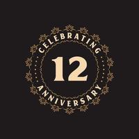 12 anniversary celebration, Greetings card for 12 years anniversary vector