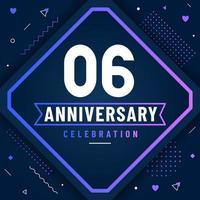 6 years anniversary greetings card, 6 anniversary celebration background free vector. vector