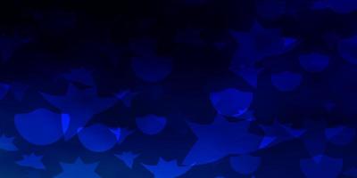 Dark BLUE vector texture with circles stars