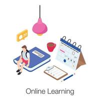aprendizaje y elementos en línea vector