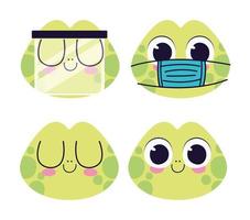 bundle of cute turtles stickers vector