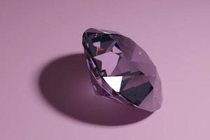 Large dazzling shiny clear diamond on pink background - 3D rendering photo