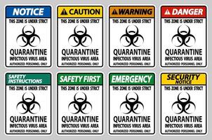 Quarantine Infectious Virus Area Sign Isolate On White Background,Vector Illustration EPS.10 vector