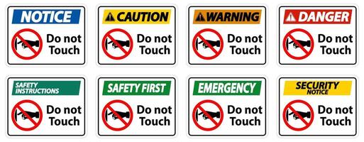 Notice do not touch sign label on transparent background vector