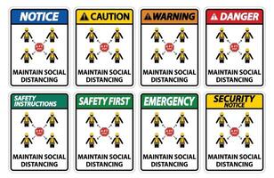 Maintain social distancing, stay 6ft apart sign,coronavirus COVID-19 Sign Isolate On White Background,Vector Illustration EPS.10 vector