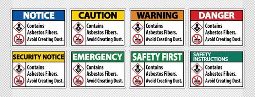 Label Contains Asbestos Fibers,Avoid Creating Dust vector