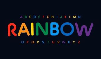 Awesome Rainbow color alphabet. Rounded stunning font, minimalist type for modern bright logo, headline, monogram, creative lettering and typography. Art kids color letters, vector typographic design