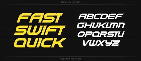 Fast swift quick alphabet. Sport font. Bold speed italic type for energy logo, automotive headline, endurance monogram, lettering and typography of power. Expanded letters, vector typographic design