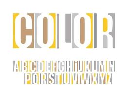 Logo font. Color vector typography. Headline alphabet. Original negative space type. Modern yellow letters designs for typographic posters, creative logo and identities, event and festival headlines