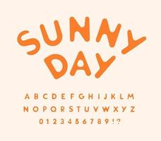 Sunny letters and numbers set. Melted from hot sun. Rounded funny font for events, promotions, logos, banner, candy monogram and poster. Vector typography design