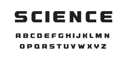 Science technology letters. Black wide geometrical simple style alphabet. Font for web, sport, digital. Vector typography design.