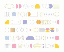 Abstract symbol pattern listed as a design with disassembled shapes. A bright and cute design with pastel colored line and plane shapes. vector