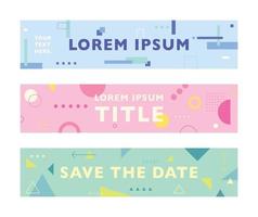 Horizontal banner design. Background with square, circle and triangle shapes pattern. vector