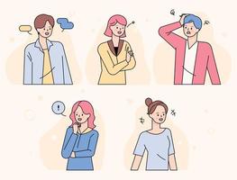 People with various facial expressions and gestures. flat design style minimal vector illustration.