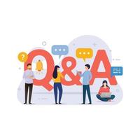 Question and answer design concept with tiny people vector