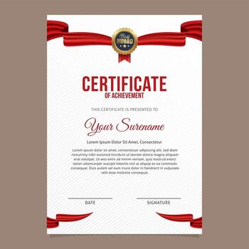 Certificate template with luxury pattern and gold badge vector