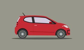 Flat red car vector.Automobile with isolated background.Side of mini car design vector