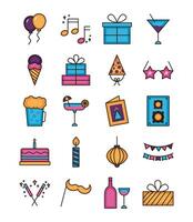 bundle of party set icons vector