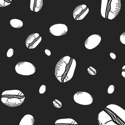 coffee black and white beans background vector design