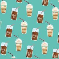 iced coffee glasses and mugs background vector design