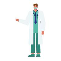 professional doctor wearing medical mask vector