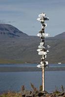 Sign at the shore of Eskifjordur, Iceland photo