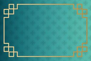 flowers garden pattern with golden frame in green background vector