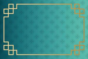 flowers garden pattern with golden frame in green background vector