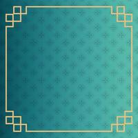 flowers garden pattern with golden frame in green background vector