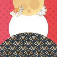 mid autumn festival moon with chinese fan vector