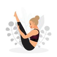 young girl practicing boat asana , Nav asana yoga poses vector