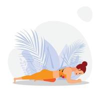 Young red head woman practicing yoga outdoor vector