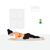 young woman practicing yoga asana at home vector